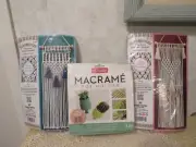 2 MACRAME ZENBROIDERY KITS DESIGN WORKS TWIST & TURN/HAVE A HEART+POT HOLDER KIT