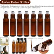 10ml Roller Rollerball Perfume Essential Oil Roll On Ball Amber Glass Bottle OZ