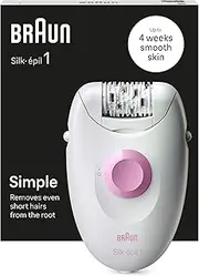 Braun Silk•épil 1 1-010, Corded Epilator for Hair Removal, Weeks of Soft Skin, White/Pink