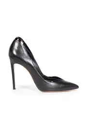 Black Leather High Heel Pointed-Toe Pumps