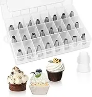 24 Piece Piping Tips Set, Icing Piping Nozzles with Storage Box, Stainless Steel Nozzles Tip for Cake Decorating