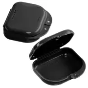 12 Black Retainer Cases w/ Vent Holes - UV Cleaner Case, Mouth Guard Aligners