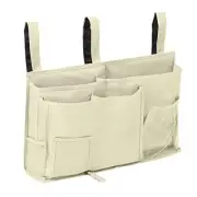 Bedside Storage Organizer, Bedside Caddy, Hanging Storage Bag Holder beige