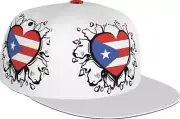 Puerto Rico Heart Flag Mens Adjustable Baseball Cap White Snapback