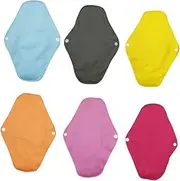 BCOATH 6pcs Washable Sanitary Napkins for Women Breathable Dry Skin Friendly Nursing Mat Durable and Design Mixed Colors