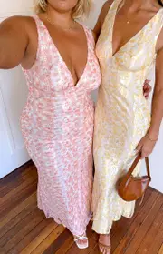 Farida Peach Lace Maxi Dress