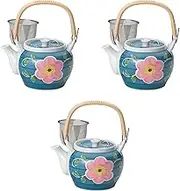 Set of 3 Arabesque Flowers with U No. 10 Earthen Bottle [6.5 x 5.3 inches (16.5 x 13.5 cm) 1900cc] | Arita Yaki Setomonohonpo