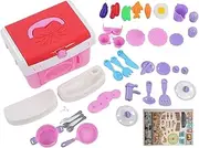 Kids Mini Kitchen Playset Circulating Water 39Pcs Complete Accessories Cooking Toy Set Gifts