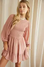 Pink Shirred Dress Short Sleeve Mini - Size 16, Women's Skater Dress