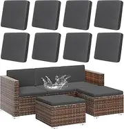 8Pcs Stretch Outdoor Cushions Covers Waterproof Patio Cushion Covers Replacement Couch Cushion Covers for Outdoor Patio Furniture Outdoor Chair Cushion Covers Soft Slipcovers (Grey)
