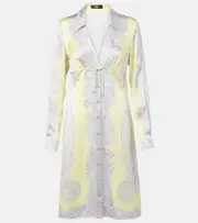 [Versace] Versace Medusa Cameo silk twill shirt dress AU 10 multicoloured
