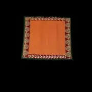 Orange Nylon Handmade Chatai/Mat With Green, Red & Golden Sequins Work On Trim