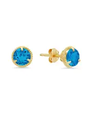 MaxColor 14K 1.50 ct. tw. Blue Topaz Halo Studs