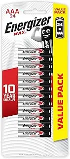 Energizer Max AAA Alkaline Batteries, 1.5V Mercury-Free & Leak Resistant, Longer Lasting Power & Better Performance, 10 Year Shelf Life, 24 Pack