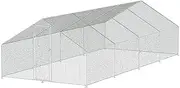 i.Pet Chicken Coop Large Rabbit Hutch Pet Cage, Walk in Poultry House Coops Hen Run Ferret Habitat Farm Enclosure, 3 x 8 x 2m Galvanised Steel with Roof Cloth