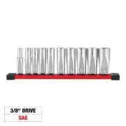 Milwaukee Deep Well 6-Point Socket Set 3/8 in Drive SAE Universal (10-Piece)