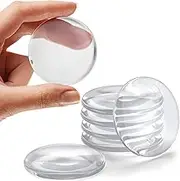 Strongest Wall Door Handle Stopper 2" Set. 6 Pieces of Clear Rubber Knob, Round Wall Shield Cushion. Guard Door Bumper Wall Protector Silencer. Self Adhesive