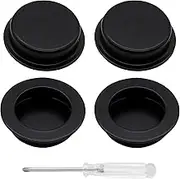 Biaungdo 4 Pcs Black Round Recessed Cabinet Pulls, Stainless Steel Door Finger Pulls Cabinet Handles Sliding Barn Door Pulls for Closet, Cabinet, Drawer, Dresser(60mm/2.36in Diameter)
