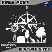 Compass Sticker Decal Vinyl Car Aussie Outback Kangaroo Caravan Windmill Country