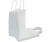 gift bag,10pcs gift bag, white No. 3 21*11*27 two cups10 Count White Kraft Paper Gift Bags with Handles(8.3"x4.4"x 10.7")