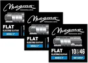 Magma Stainless Steel Electric Guitar Strings - Light Gauge .010" - .046" Flat Wound Steel Strings with Extra 3rd. 1 wound + 1 plain (string gauges - 10, 13, 17, 20, 26, 36, 46) - (GE140SF) 3 Sets