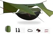 3-in-1 Camping Hammock Tent with Rain Fly, Quick-Zip Door & Curved Poles – Lightweight Shelter with Mosquito Net