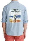 New Mens Polo Ralph Lauren Classic Fit Blue Chambray Sportsman Shirt S