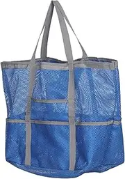 [Minkissy] Large Mesh Beach Bag for Women Durable Swim Tote with Zipper Pocket for Outdoor Activities Travel and Gym Stylish and Color