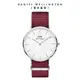 Daniel Wellington 手錶 Classic Roselyn 40mm玫瑰紅織紋錶-白錶盤-銀框(DW00100268)