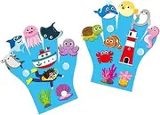 2 Pieces Felt Story Finger Puppets Early Learning Making Storytime DIY Storytelling Hand Puppet for Home Storytelling Parties, Sea Theme