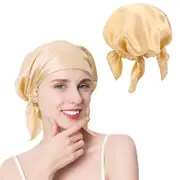Mulberry Silk Sleep Cap Bonnet for Curly Hair and Braids-Gold