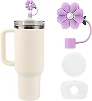 Silicone Straw Toppers for Stanley Cup 2.0 for Woman Gifts，Simple Reusable Straw Covers Cap for Tumblers, Cute Dust-Proof Compatible with Stanley Cup Accessories 40 oz, 30 oz, 20 oz (Purple)