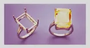 14kt White or Yellow Gold 18x13mm Emerald Cathedral Ring Setting Size 7 or 8