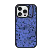 iPhone 16 Pro Impact Ring Stand Case MagSafe Compatible Paper Cutting Floral Collage Blue by Sandra Hutter