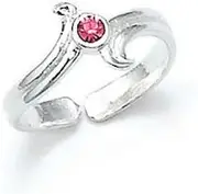 [JewelryWeb] 925 Sterling Silver Pink CZ Cubic Zirconia Simulated Diamond toe ring