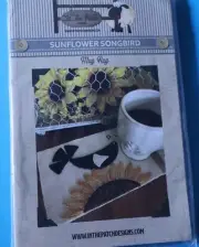 Sunflower Songbird Mug Rug Wool Applique Kit - Pattern, Fabrics, Notions