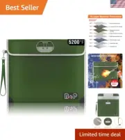 Zippered Fireproof Document Bag with Combination Lock - 13.9"x10.6" Olive Drab