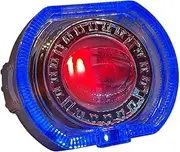 Vsenkes Motorcycle Headlight Universal 12V/36V Assembly Practical Front Light Bi Light LED Lens for Tricycle Forklift Car Truck, Blue Circle Red Eye