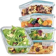 Praknu Glass Container with Lid, 1000 ml, Set of 4, Food Storage Containers, Stackable and Airtight, BPA-Free, Dishwasher Safe, Freezer and Microwave Safe