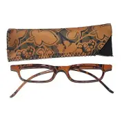 Reading Glasses Brown Grapevine Floral Fashionista Visionista +1.25 with case