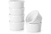 Ramekins for Creme Brulee Souffle, Ceramic Ramekins for Baking, Classic Style Ramekins Bowls, Set of 6