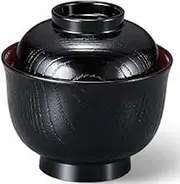 J-kitchens Heat Resistant ABS Princess Wood Grain Small Suction Bowl (Soup Bowl, Bowl, Wan, Lacquerware), Vermilion Black Inner Vermilion, 3.9 x 3.9 x 3.8 inches (10 x 10 x 9.7 cm), Heat Resistant ABS
