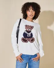 [Mooloola] Mooloola Women's Teddy Bear Knit Sweater in Cream Size Small S Cream