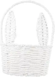 ABOOFAN Easter Bunny Basket with Handle Handwoven Flower Girl Basket for Weddings Cute Storage Organizer for Candy and Decorative for Easter Celebrations