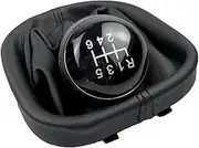 Szwaldaper 5 6 Speed Manual Gear Shift Knob Lever Handball Leather Gaiter Boot Cover Case, for for VW, for Caddy, 2 MK2, for Touran, 2004-2009 Car Gear Shift Boot(Black 6 Speed)