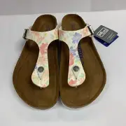 Birkenstock New w/ Box Gizeh Supernatural Flowers White Birko Flor Soft FB Reg