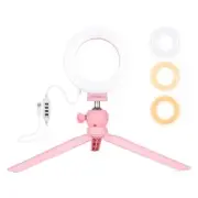 12cm Led Ring Light with Usb 3 Modes Dimmable Cold Shoe Tripod Ball Head - Pink