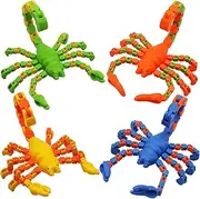 4 Pack Fidget Scorpion Toy, Fidgets Wacky Tracks Snap, Click Fidget Toys, Scorpion Sensory Toy with Suction Cup for Kids Goodie Bag Basket Stuffers Classroom Prizes Party Favors