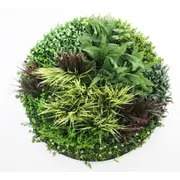 Slimline Artificial Green Wall Disc Art 100cm Grassy Fern UV Resistant (Black)