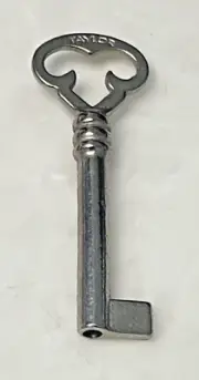 Vintage NOS Taylor Lock Co No 636 Open Barrel Skeleton Uncut Nickel Plated Key